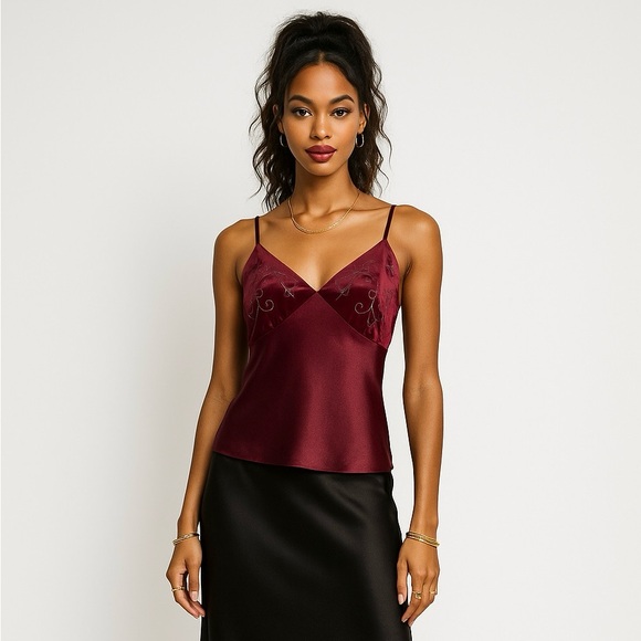 Secret Treasures Velvet Satin Floral Whimsigoth Cami - Picture 1 of 9